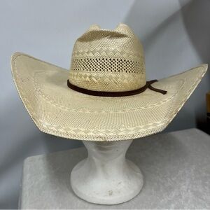 Distressed Cream Patriot Cowboy Hat w/Brown Band